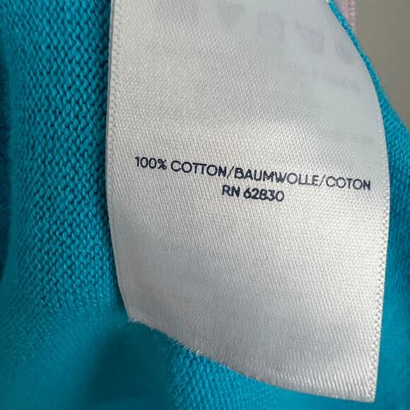 Land's End Women's Size 1X Fine Gauge Cotton Color Block Long Open Cardigan - Picture 6 of 7